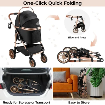 Foldable Pet Stroller for Medium Dog/Cat Up To 55 Lbs 1