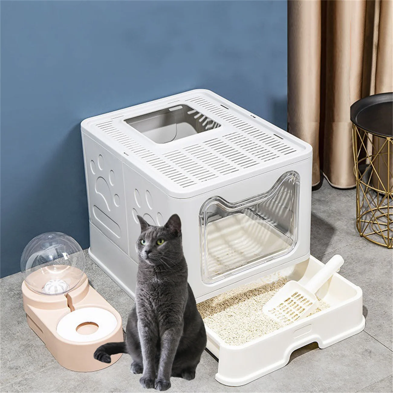 XXL Large Space Foldable Cat Litter Box with Front Entry 9