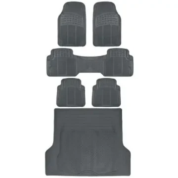 Row Car Rubber Floor Mats Gray All Weather with Cargo Liner 1