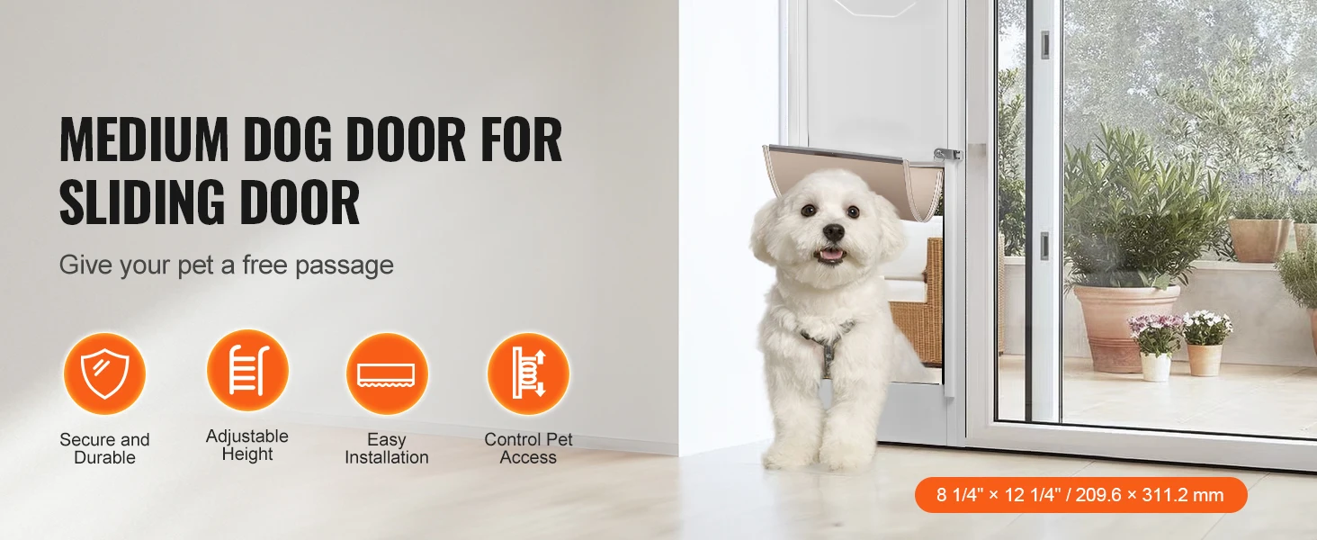 Succebuy Dog Door Sliding Glass Adjustable Height Doggy 10