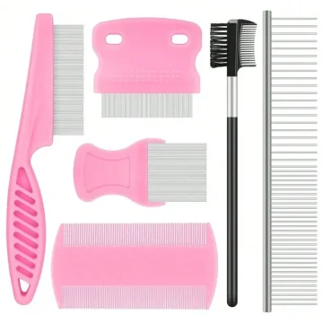 Pet Grooming Comb 6-Pack Stainless Steel Flea for Dogs Cats 2