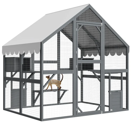 28 Square Foot Luxurious Wooden Cat House Large Outdoor 7