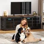 Dog Crate Furniture with Casters Heavy Duty Kennel Indoor 6 | PricZone