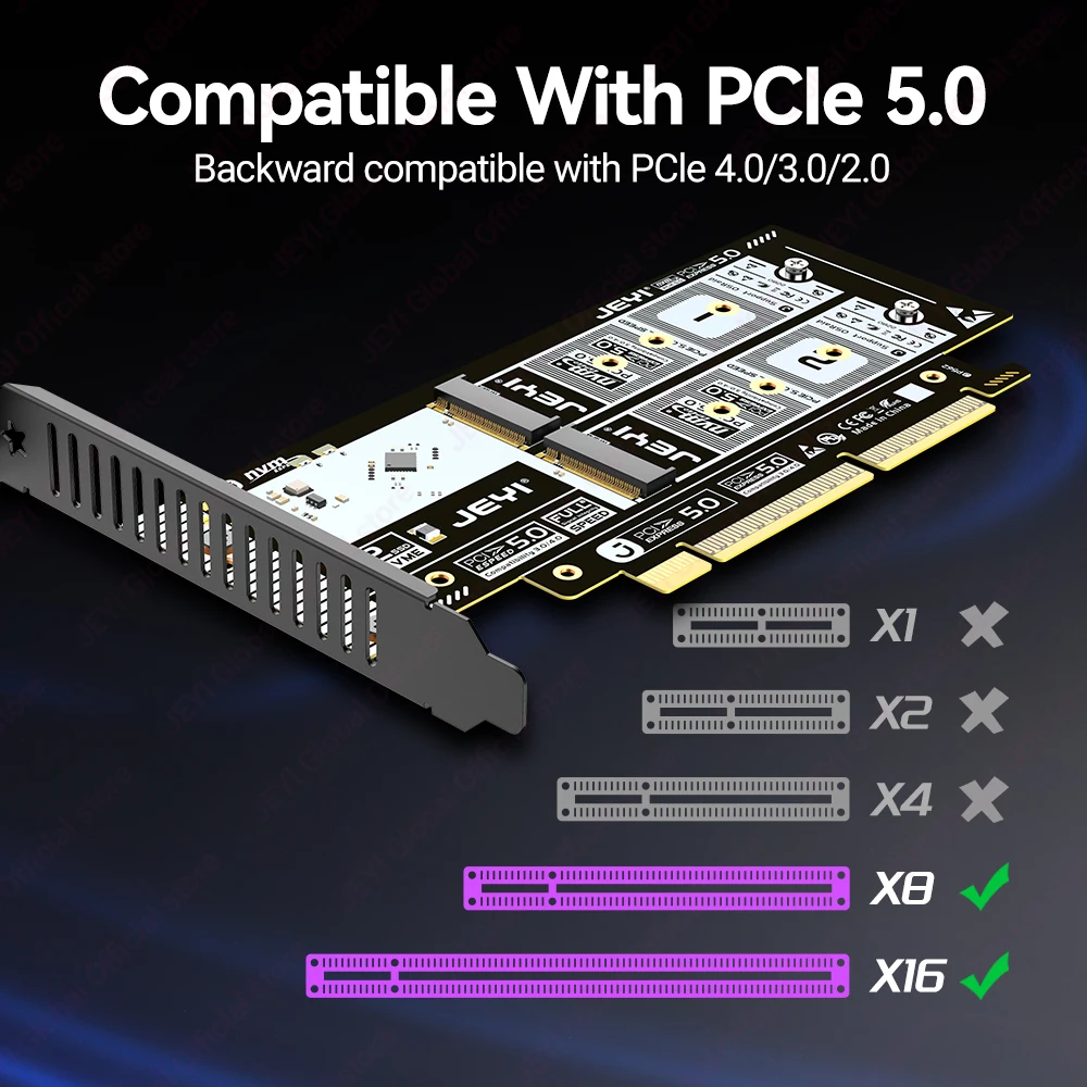 Jeyi 2Bay M2 Nvme SSD Pcie 50 X16 Expansion Card 3 | PricZone Jeyi 2 Bay M2 Nvme SSD Pcie 50 X16 Expansion Card 3 | PricZone