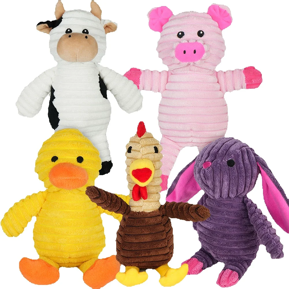 5 Pack Dog Toys Plush Squeaky Assortment Value Bundle 7