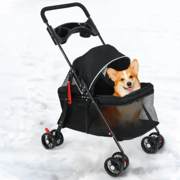 4-Wheel Pet Stroller for Foldable Outdoor Travel Carrier 2