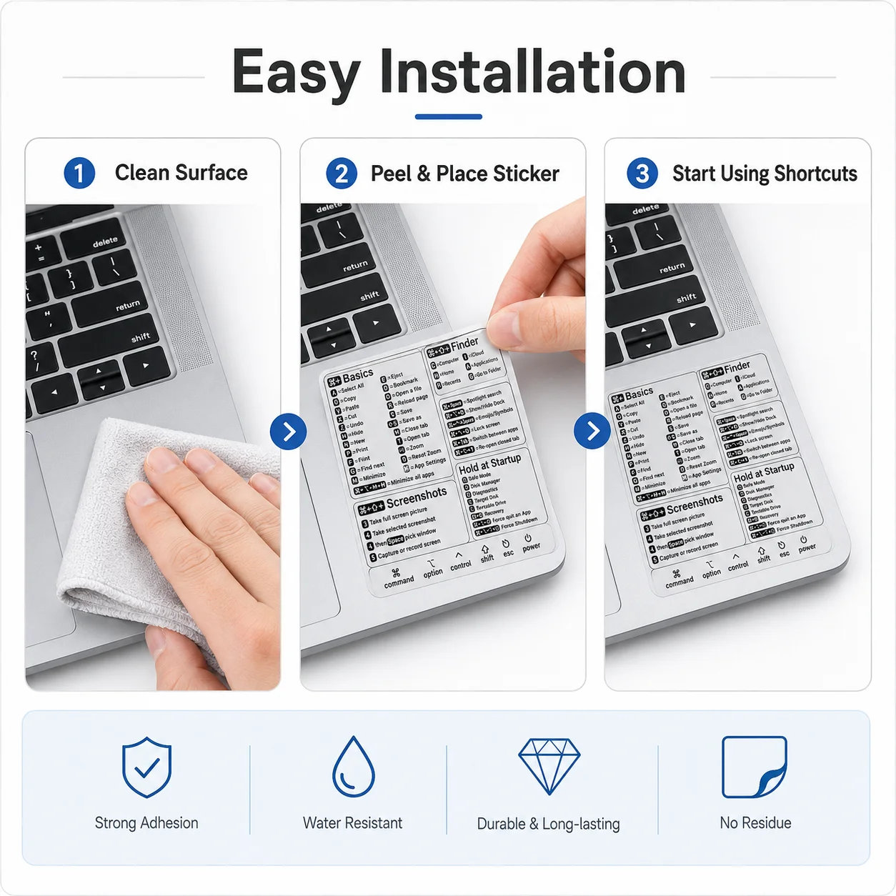 Mac Keyboard Shortcut Stickers for MacBook Air Pro 7