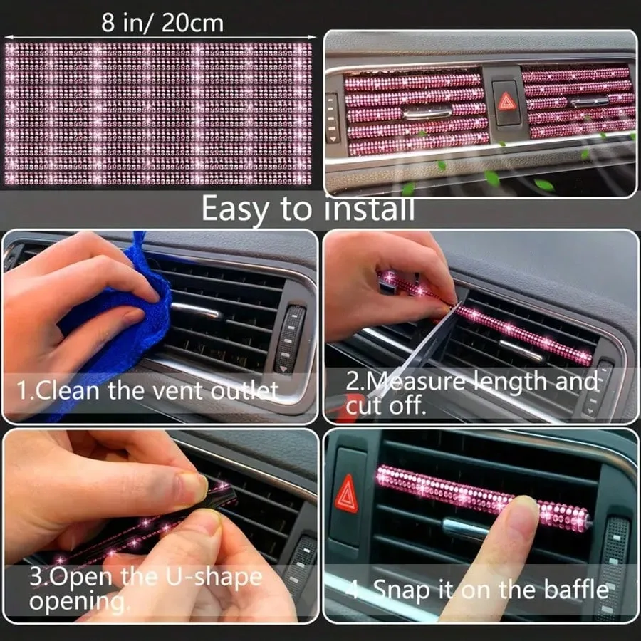 Artificial Diamond Car Steering Wheel Decoration Set Pink 4 | PricZone Artificial Diamond Car Steering Wheel Decoration Set Pink 4 | PricZone
