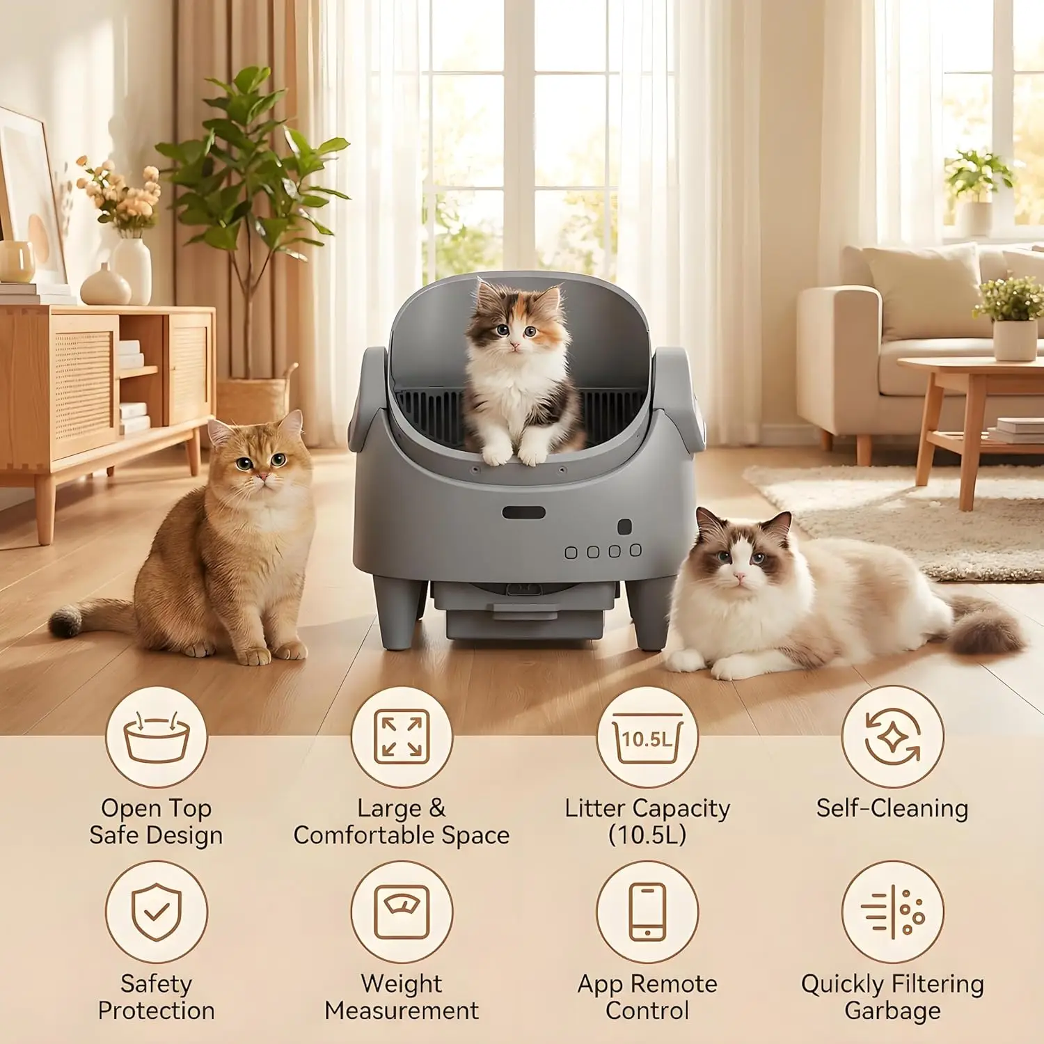 Smart Open Automatic Cat Litter Box 8L SelfCleaning WiFi 1 | PricZone Smart Open Automatic Cat Litter Box 8L Self Cleaning WiFi 1 | PricZone