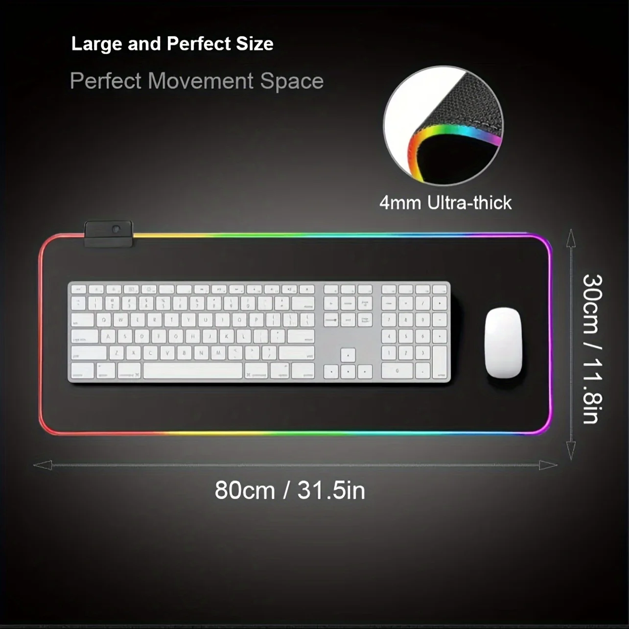 RGB Gaming Mouse Pad 0.16 Inch Thickness 13 Light Modes 8