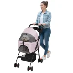 Foldable Pet Stroller 4 Wheel Dog and Cat with Removable 5 | PricZone