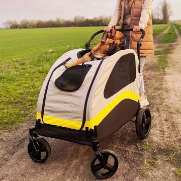 Premium Dog Stroller Pram 4 Wheel Foldable Cart Travel Walk 2