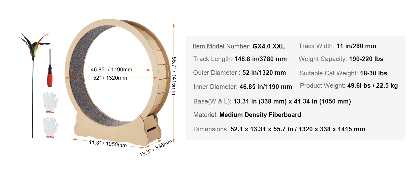 Wooden Cat Exercise Wheel Large Indoor Treadmill 25