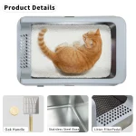 Large Stainless Steel Cat Litter Boxes with Scoop and Mat 6 | PricZone