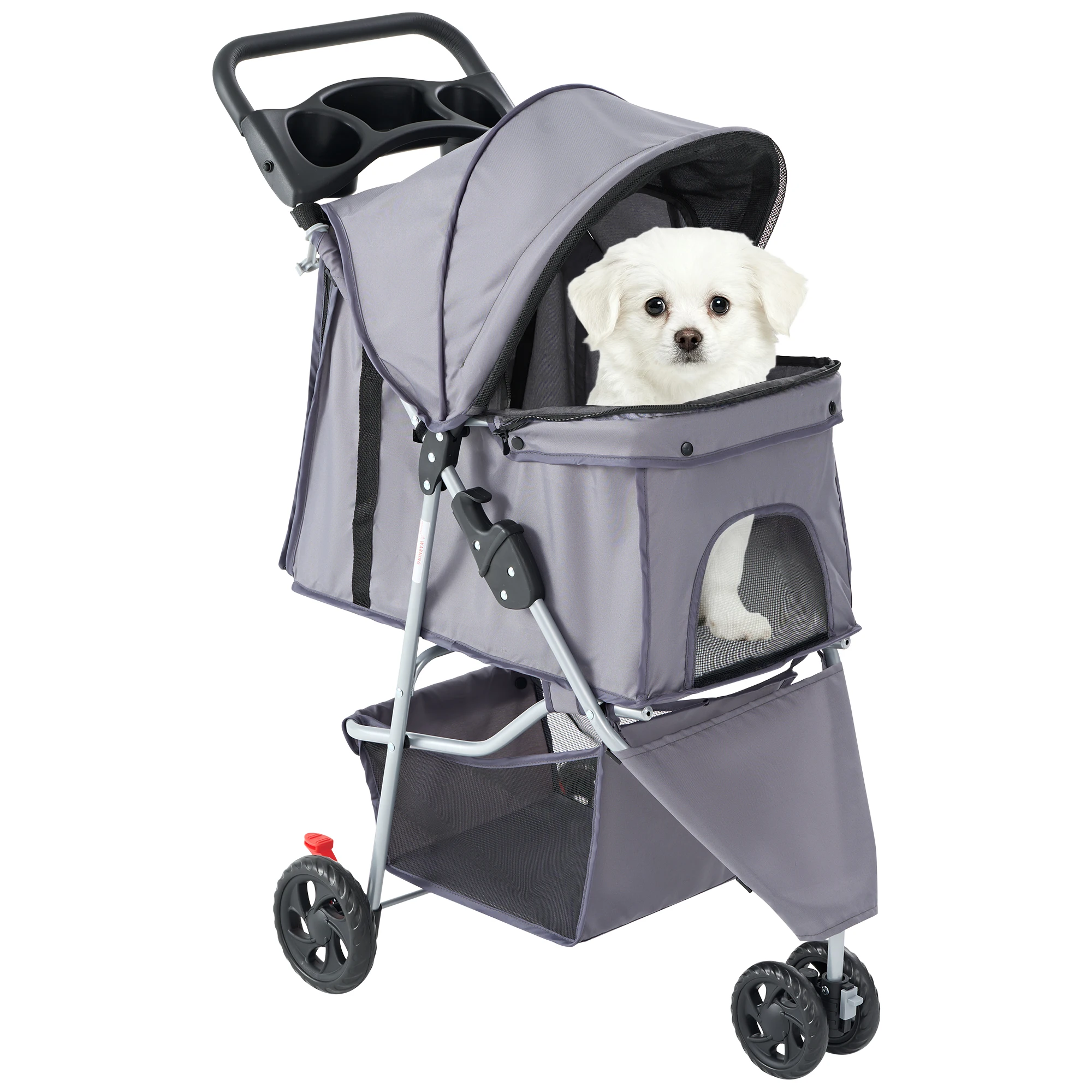 Jhk 3-Wheel Foldable Pet Stroller for Small Dogs and Cats 7