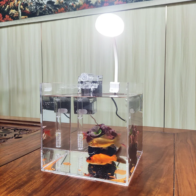 Home Office Desktop Transparent Acrylic Aquarium Water 11
