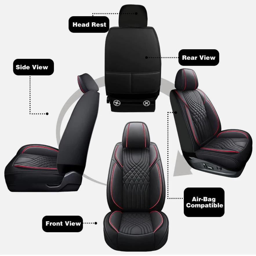 Complete Car Seat Cover Accessories Set for Dodge Leather 18