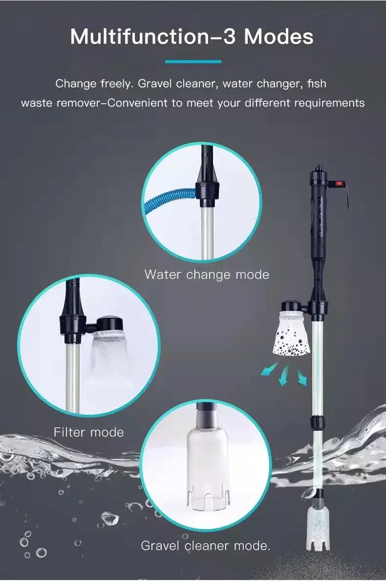 Electric Aquarium Water Change Pump Cleaning Tools Gravel 12