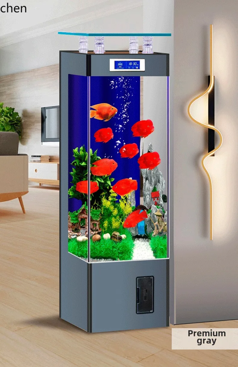 Hys Glass Fish Tank Living Room Small Household Vertical 16
