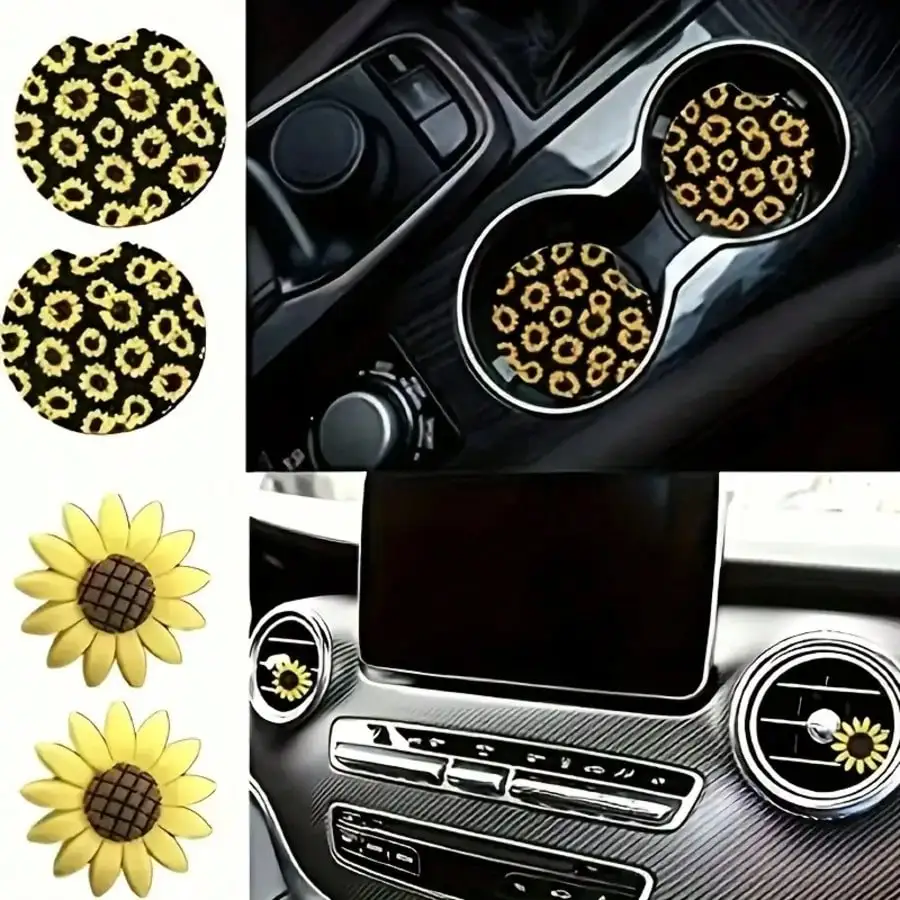 Sunflower Pattern Car Seat Cover Set Universal Fit 8 | PricZone Sunflower Pattern Car Seat Cover Set Universal Fit 8 | PricZone