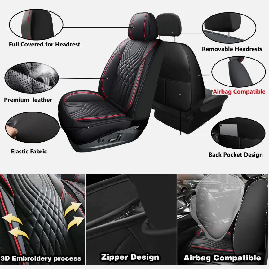 Complete Car Seat Cover Accessories Set for Dodge Leather 17