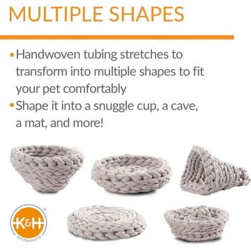 Knitted Cat Bed Round Lexible Pet Gray 17 X 4 Inches 2