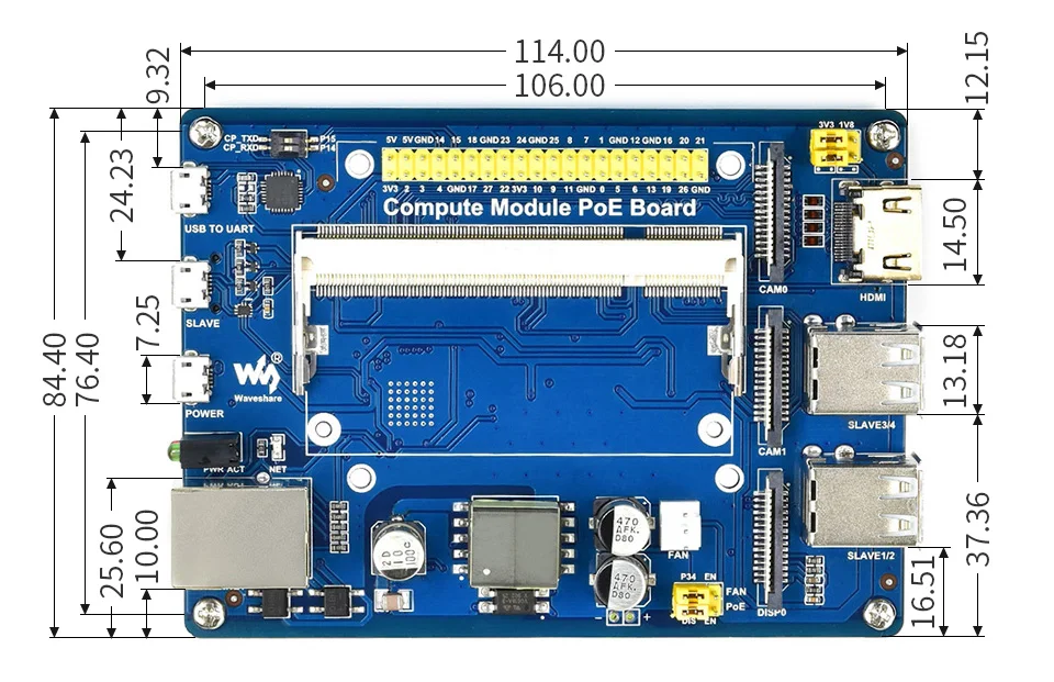 Raspberry Pi Compute Module 3 PoE Ethernet Expansion Board 15