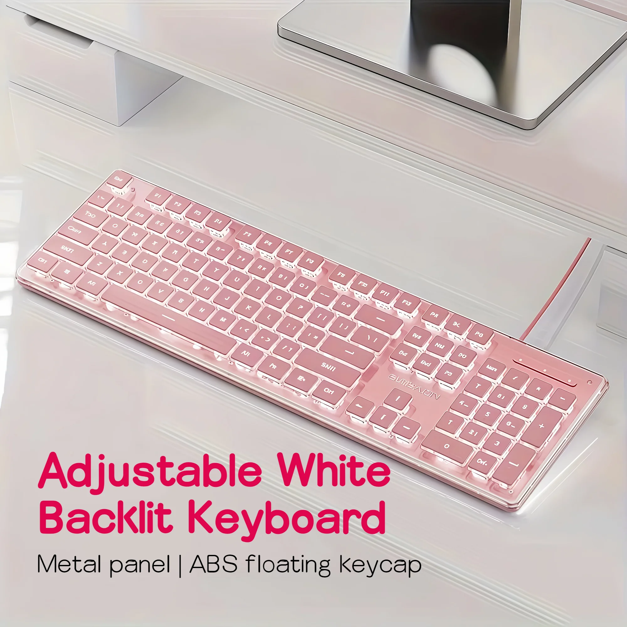 Ice Blue Backlit Gaming Keyboard with Pudding Keycaps Metal 12