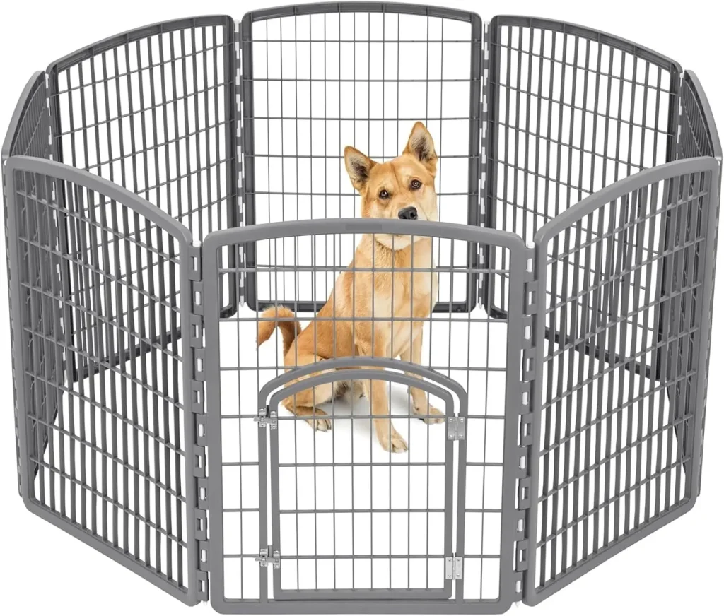 8-Panel Dog Playpen Pet Enclosure Dark Gray Containment product image