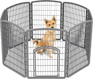 8-Panel Dog Playpen Pet Enclosure Dark Gray Containment product image