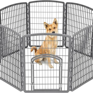 8-Panel Dog Playpen Pet Enclosure Dark Gray Containment 1
