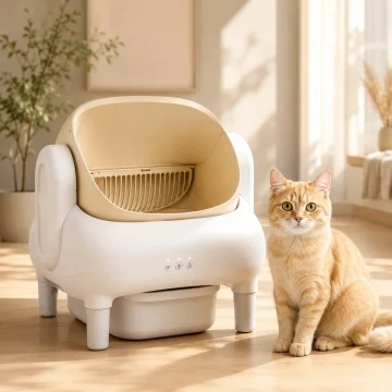 Cumrige Champagne Beige Smart Self‑Cleaning Cat Litter Box 1