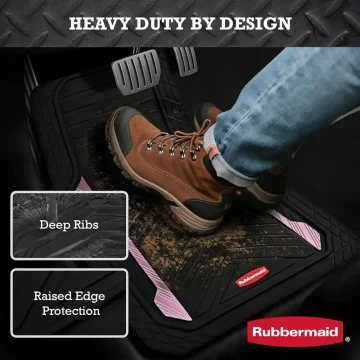 Heavy Duty All-Weather Car Mats Set with Pink Inserts 2