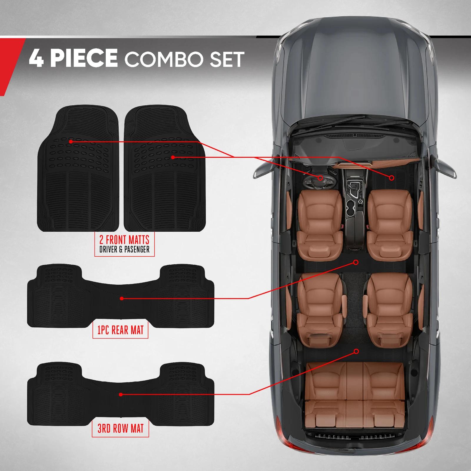 Chevrolet Traverse All Weather Rubber Floor Mats 3 Row Black 4 | PricZone Chevrolet Traverse All Weather Rubber Floor Mats 3 Row Black 4 | PricZone