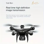 Brushless Motor Optical Flow Positioning Drone 1 | PricZone Promo image of a black quadcopter drone with a front facing camera advertising real time HD image transmission | PricZone