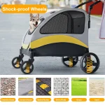 Premium Dog Stroller Pram 4 Wheel Foldable Cart Travel Walk 8 | PricZone