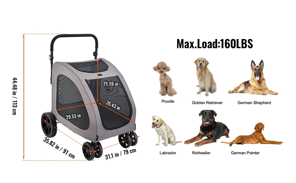 Succebuy Pet Stroller Puppy Carrier W/ Breathable Mesh 19