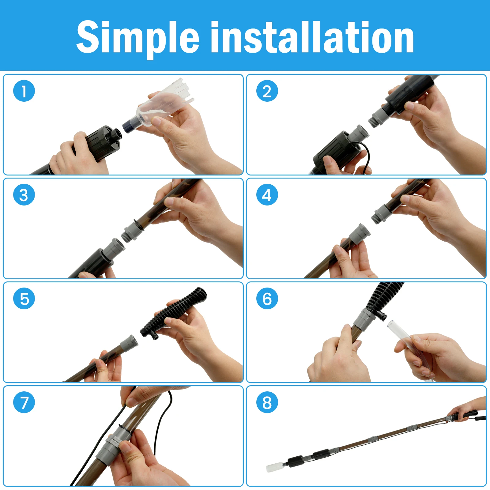 6 In 1 Aquarium Gravel Cleaner Tool Strong Suction Electric 8