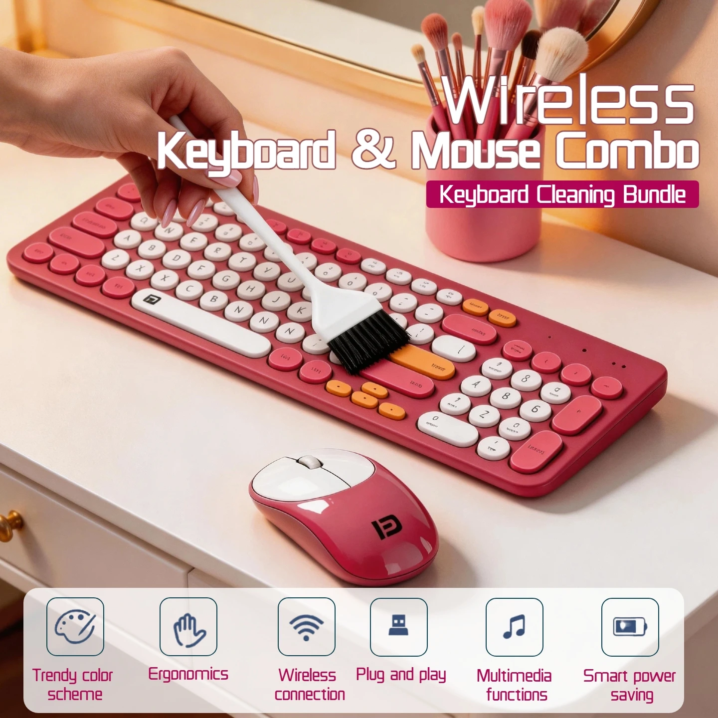 Wireless Keyboard and Mouse Combo with Cleaning Brush 4 | PricZone Wireless Keyboard and Mouse Combo with Cleaning Brush 4 | PricZone
