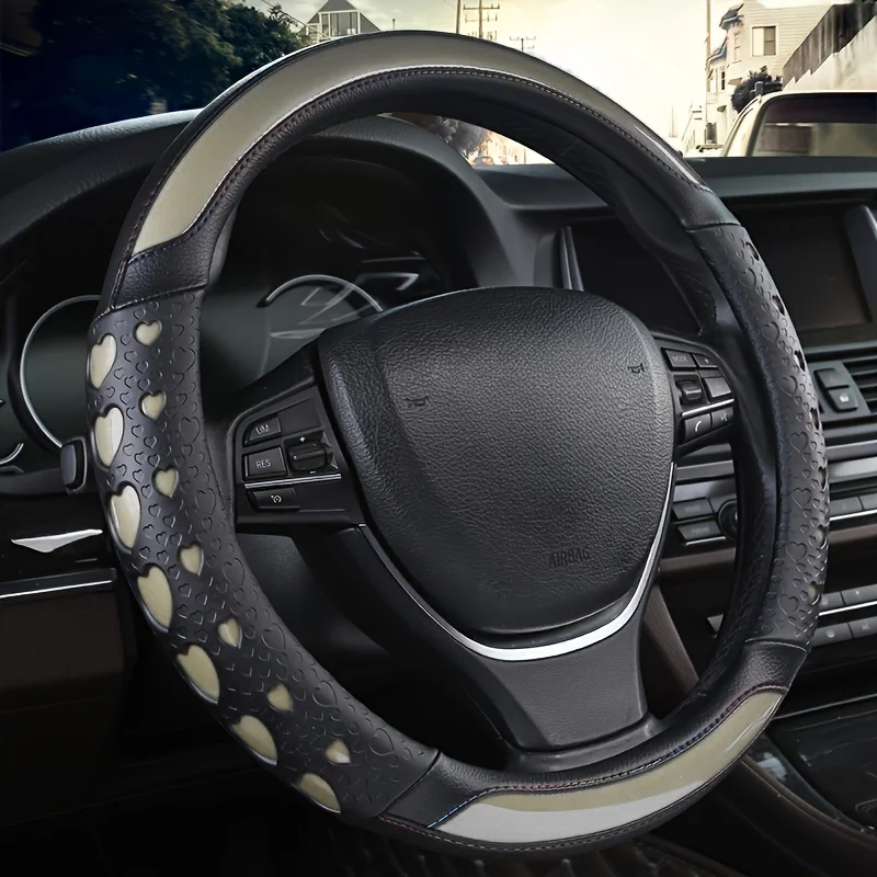 Sweet Heart Design Steering Wheel Wrap Durable PU Leather 8