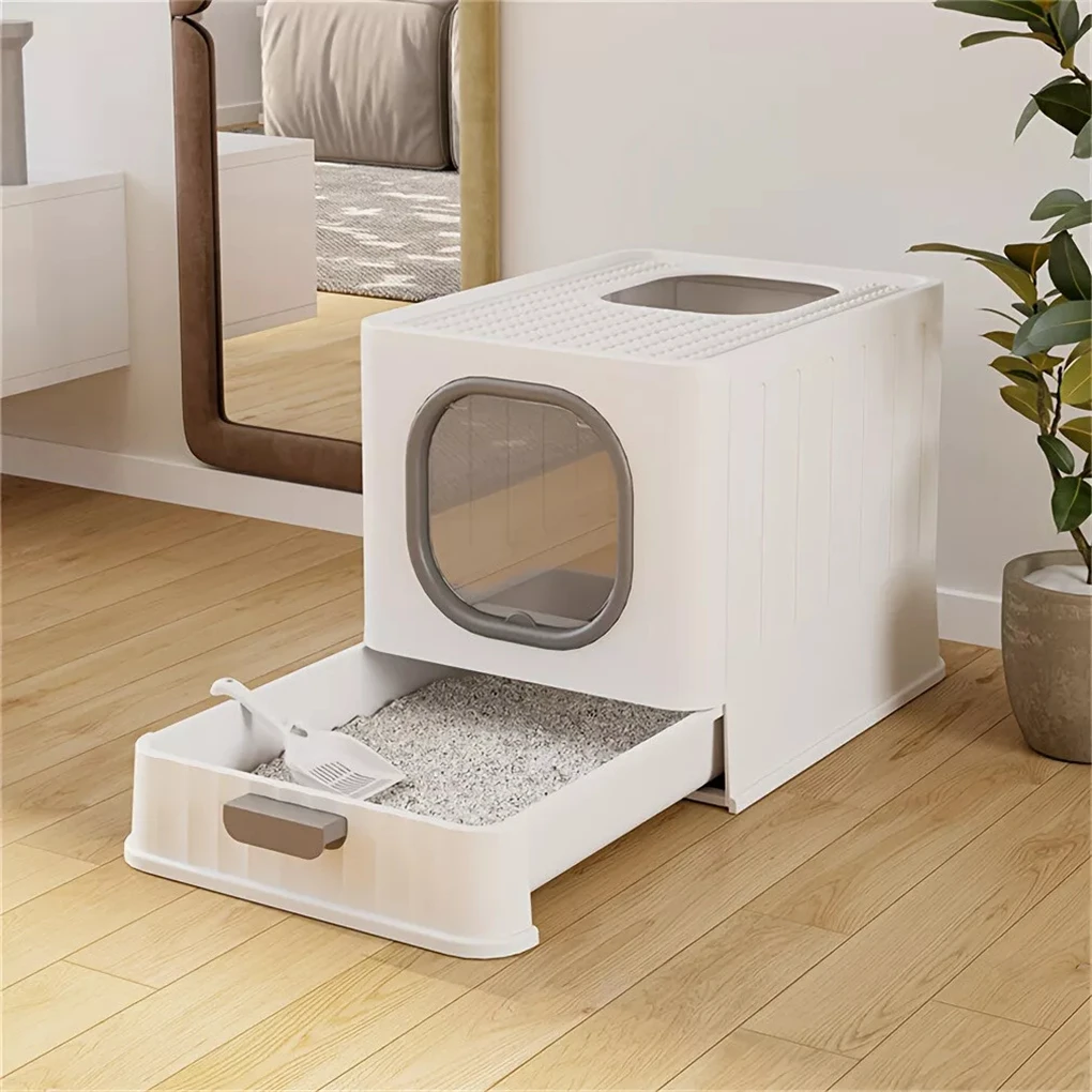 Leak-Proof Enclosed Cat Litter Box Pull-Out Drawer Kitten 8