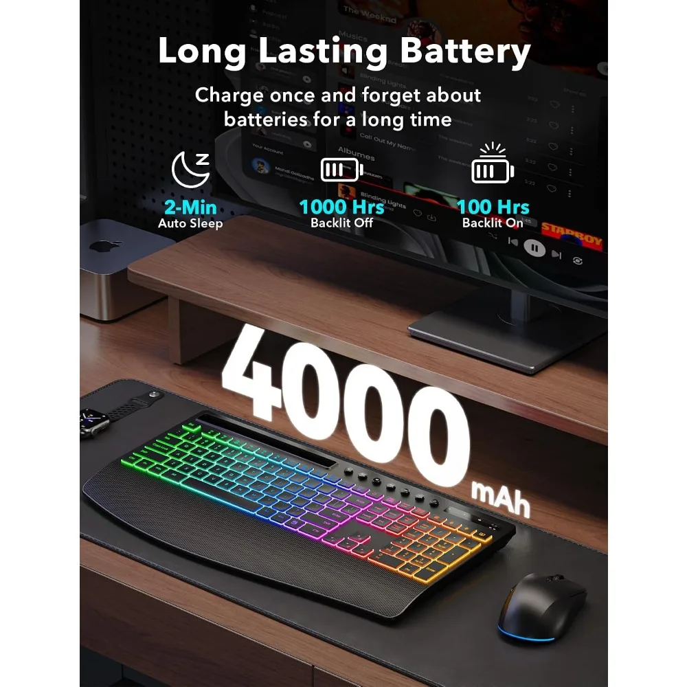 Rechargeable Backlit Keyboard and Mouse Combo with Wrist 2 | PricZone Rechargeable Backlit Keyboard and Mouse Combo with Wrist 2 | PricZone