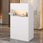 White Compact Reception Desk with Adjustable LED Lights 1 | PricZone