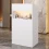 White Compact Reception Desk with Adjustable LED Lights