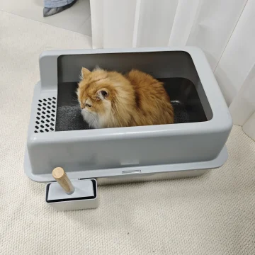 Large Stainless Steel Cat Litter Boxes with Scoop and Mat 2