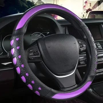 Sweet Heart Design Steering Wheel Wrap Durable PU Leather 2