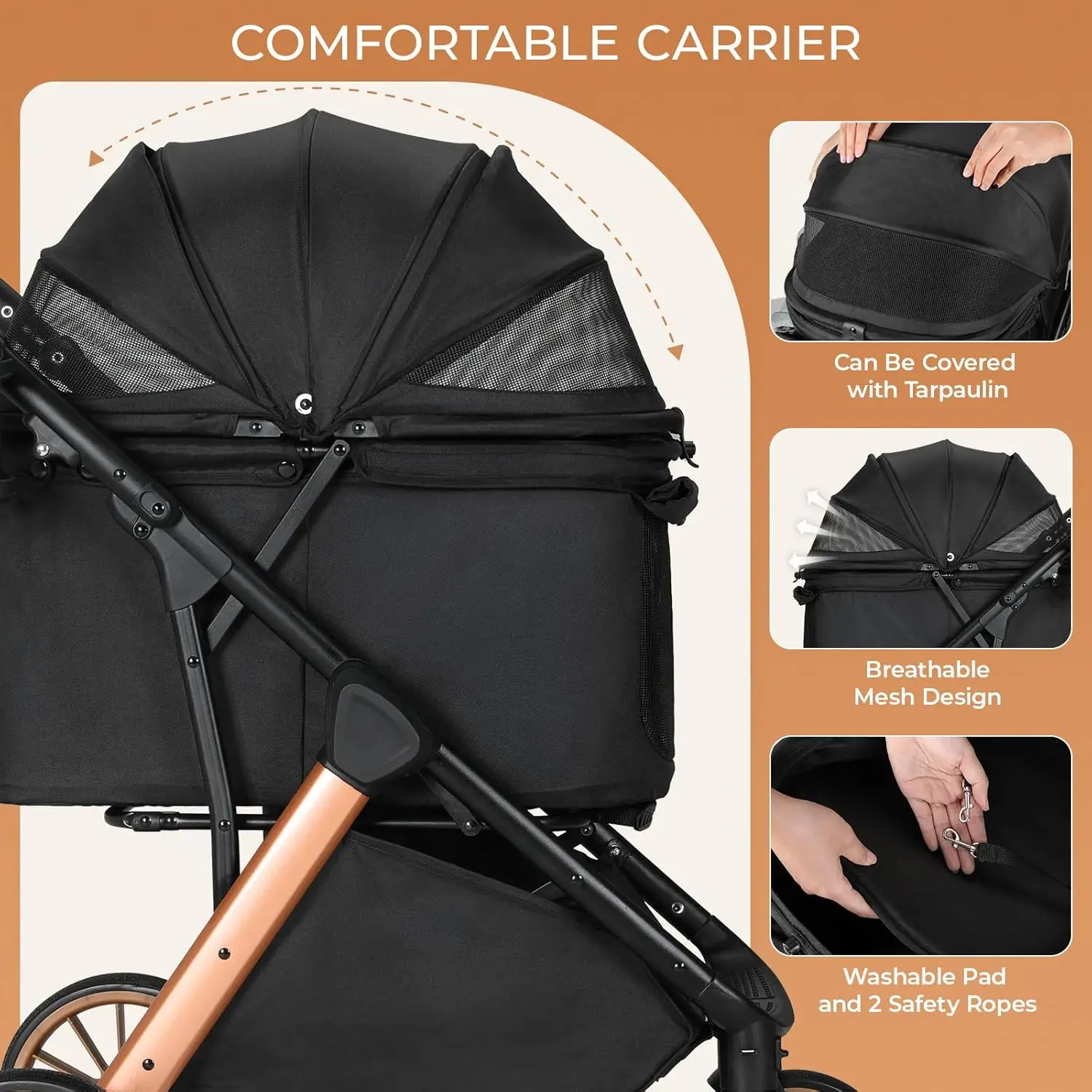 Foldable Pet Stroller for Medium Dog Cat Travel Carrier 3 | PricZone Foldable Pet Stroller for Medium Dog Cat Travel Carrier 3 | PricZone