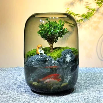 Glass Fish Tank Creative Ecological Aquarium with Timer 2