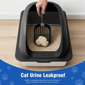 Jhk Stainless 24In Steel Cat Litter Box with Lid Large 2