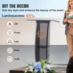 Presentation slide promoting DIY decor with Luminousness 95 and icons labeled LED Flower Logo Photo Crafts on the left | PricZone